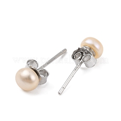 Aretes de perlas redondas naturales&nbsp;EJEW-E298-01A-02P