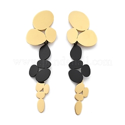 Orecchini a bottone con nappa ovale in acciaio inossidabile 304&nbsp;EJEW-M101-05
