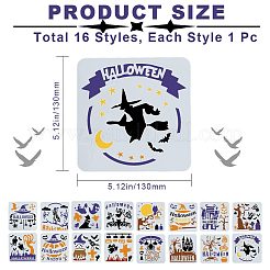 Halloween 16 piezas 16 estilos pet plástico ahueca hacia fuera dibujo pintura plantillas plantillas&nbsp;DIY-WH0349-58
