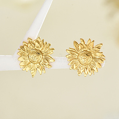 Élégantes boucles d'oreilles à tige en acier inoxydable 201 en forme de tournesol&nbsp;HV3770