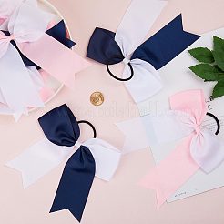 10 Stück elastische Haargummis aus Polyester mit Schleife in zwei Farben&nbsp;OHAR-GF0001-24