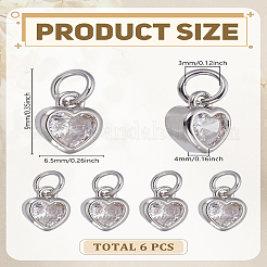6 pz ciondolo in ottone micro pavé di zirconia cubica di grado AAA&nbsp;ZIRC-LP0001-33P