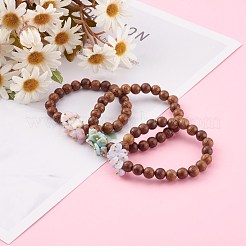 Runde Naturholzperlen Stretch Armbänder Sets&nbsp;BJEW-JB06000