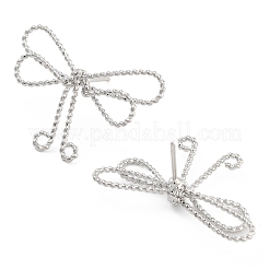 Orecchini a bottone in ottone con fiocco intrecciato da donna&nbsp;EJEW-S216-04A-P