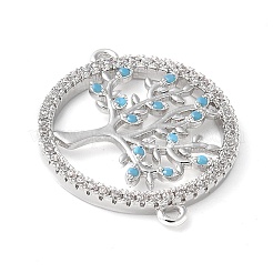 Breloques connecteurs arbre de vie en laiton micro pavé de zircones cubiques&nbsp;KK-C086-10P