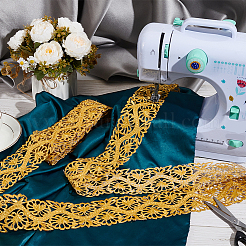4 m langes Blumen-Spitzenband aus Polyester zum Aufbügeln/Aufnähen&nbsp;OCOR-WH0088-48B