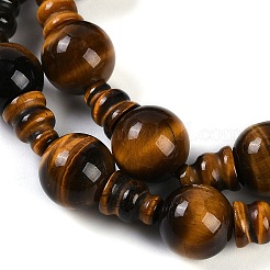 Natürliche Tigerauge 3-Loch Guru Perlen Stränge&nbsp;G-H064-E04-01