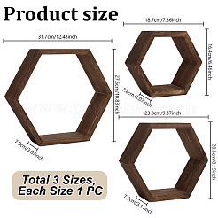 3 pz 3 stili di decorazioni per espositori di fiori esagonali in legno&nbsp;ODIS-WH0038-324