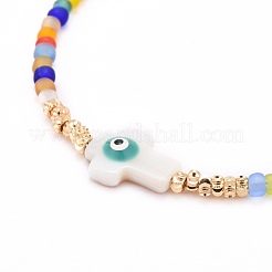 Cruz con pulseras de cuentas de mal de ojo&nbsp;BJEW-JB06289-05