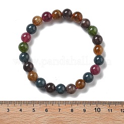 Pulseras elásticas con cuentas de calcedonia natural teñida y tratada térmicamente&nbsp;BJEW-F483-03-1