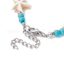 Braccialetti sintetici con perline di stelle marine turchesi da donna&nbsp;BJEW-TA00386