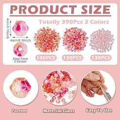 390 pz 3 colori trasparenti perline di vetro&nbsp;GLAA-TA0003-76B
