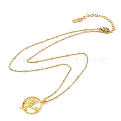 Colliers à pendentif rond et plat en laiton et acrylique représentant une déesse grecque&nbsp;NJEW-R018-01G