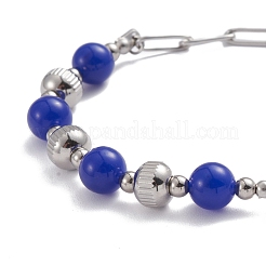Pulsera redonda de cuentas de piedra mixta para niña mujer&nbsp;BJEW-F418-06