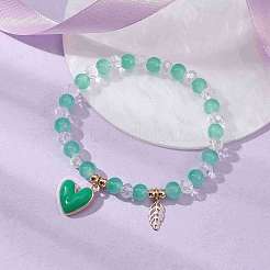 Vetro rotondo in rilievo bracciali tratto&nbsp;BJEW-JB09909-04
