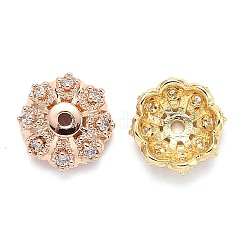 Tappi perline in zirconi cubici di micro pavè di ottone a più petali&nbsp;ZIRC-F088-038-M