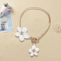 Fußkettchen aus Legierung und Kunststoff mit weißen Blumenanhängern für Damen&nbsp;AJEW-WH20080-95A