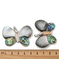 Placage en laiton pavé de coquille de paua naturelle et pendentifs en coquille blanche&nbsp;KK-U025-12P-10