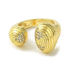 Brazaletes abiertos de circonita cúbica con micropavé de latón&nbsp;RJEW-K256-24G