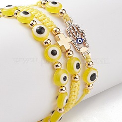 3pcs 3 Stil Harz böser Blick geflochtene Perlenarmbänder Set&nbsp;BJEW-JB08812