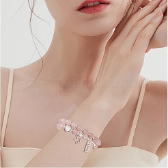 Juego de pulseras elásticas con cuentas de piedra lunar sintética y cuarzo de fresa natural de 2 estilos 2 Uds.&nbsp;BJEW-TA00240