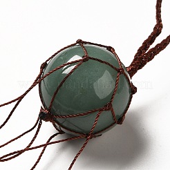 Pendentifs ronds décoratifs en aventurine verte naturelle&nbsp;G-G997-A03