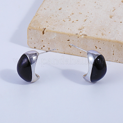 Schwarze ovale Ohrstecker aus Messing&nbsp;CU2619