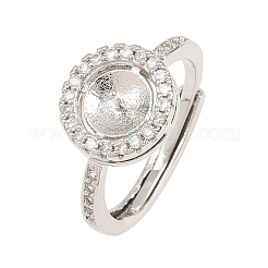 Composants de bague ajustable en laiton sertis de micro-pavés de zircone cubique&nbsp;KK-CBAC351-01P