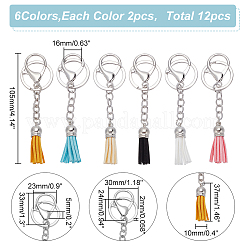 6 porte-clés pendentif pompon en faux daim 6 couleurs&nbsp;KEYC-WR0001-30P