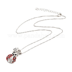 Collana con ciondolo a forma di cuore e coccinella con strass colorati&nbsp;NJEW-I113-13P