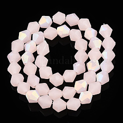 Hebras de cuentas de vidrio esmerilado bicono de imitación de jade&nbsp;EGLA-A039-J6mm-MB07