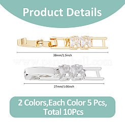10 fermoir de bracelet de montre en laiton 2 couleurs avec zircone cubique transparente&nbsp;KK-FH0007-37