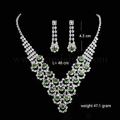 Set di collane con ciondolo in strass e ottone a forma di fiore e orecchini a bottone&nbsp;FS-WG97465-02