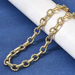 Halsketten aus Messing mit ovalen und gedrehten Ringgliedern für Damen&nbsp;NJEW-F366-08G