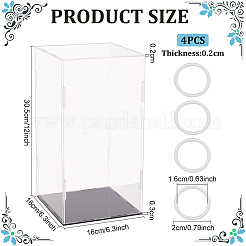 Cajas de exhibición de minifiguras acrílicas transparentes rectangulares con base negra&nbsp;ODIS-WH0030-51E