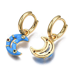 Latón micro pavimenta circonio cúbico pendientes de aro huggie&nbsp;EJEW-T014-40G-NF