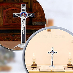 Décorations de crucifix de saint Benoît en alliage émaillé&nbsp;AJEW-WH0752-416A