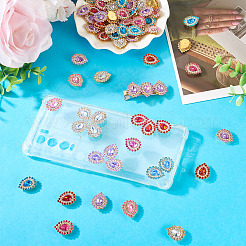 90 Stück 6 Farben Legierung Glas Cabochons&nbsp;FIND-TA0007-91