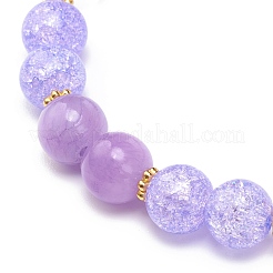Pulsera elástica con cuentas de jade amarillo natural y cuarzo craquelado sintético&nbsp;BJEW-JB08527-04
