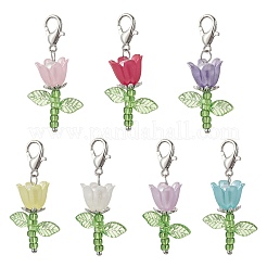 Decorazioni pendenti con perle di imitazione in acrilico e plastica e perline di semi giapponesi&nbsp;HJEW-JM03232-01