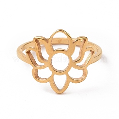 Anello a forma di fiore in acciaio inossidabile placcato ionico (ip) 201&nbsp;RJEW-J051-32G