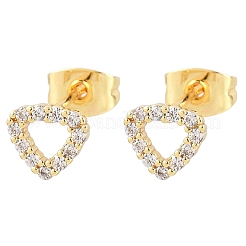 Orecchini a bottone in ottone con zirconi chiari e micro pavè&nbsp;EJEW-F405-18G