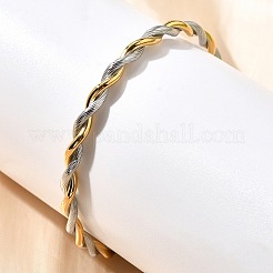 Braccialetti a forma di corda intrecciata in acciaio inossidabile 304 per donna&nbsp;BJEW-C091-02D-GP