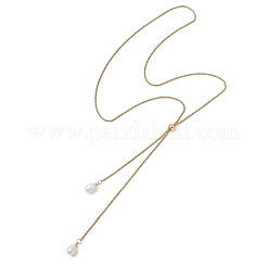 Verstellbare Lariat-Halskette mit Anhänger aus Naturperlen und Reiskorn&nbsp;NJEW-JN05948