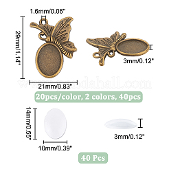 40 pz 2 colori ciondolo in lega stile tibetano con cabochon&nbsp;FIND-NB0003-82