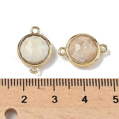 Messing Pavé Natur Mondstein facettiert flach rund Verbinder Charms&nbsp;G-U028-04G-13