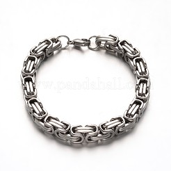 Bracciali a catena bizantina alla moda in acciaio inossidabile 304 resistenti all'ossidazione&nbsp;BJEW-L510-08