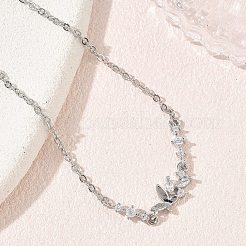 Pulseras de eslabones de latón con circonitas cúbicas transparentes.&nbsp;KK-CBA6980-22P