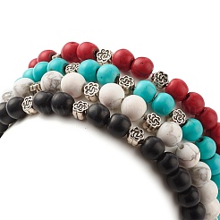 Ensemble de bracelets extensibles en perles rondes synthétiques turquoise (teintes)&nbsp;BJEW-JB07464