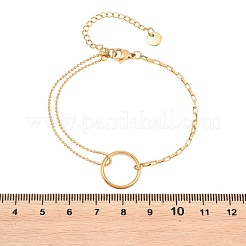 Bracelets à billes et à maillons carrés en acier inoxydable 304&nbsp;BJEW-D460-02G